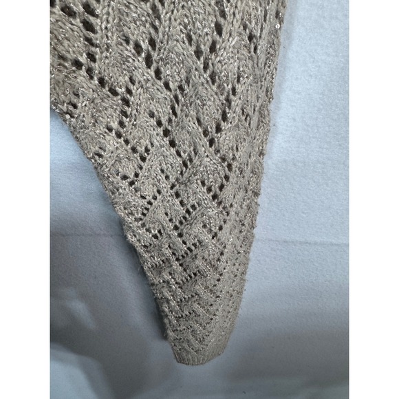 Maurices Womens Knit Sweater Beige Open Weave Sequin Long‎ Sleeve Crew Neck 3X - Picture 5 of 8